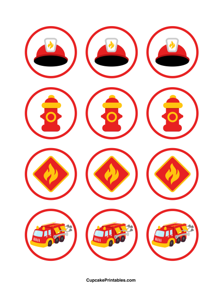 Free Printable Fire Truck Cupcake Toppers