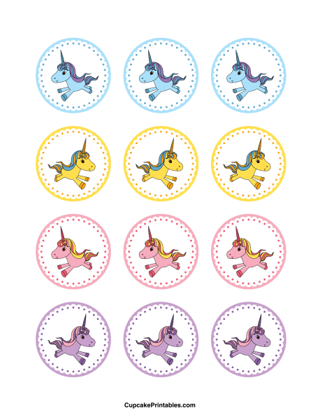 Unicorn Cupcake Toppers from Free Unicorn Printables via Mandy's Party Printables