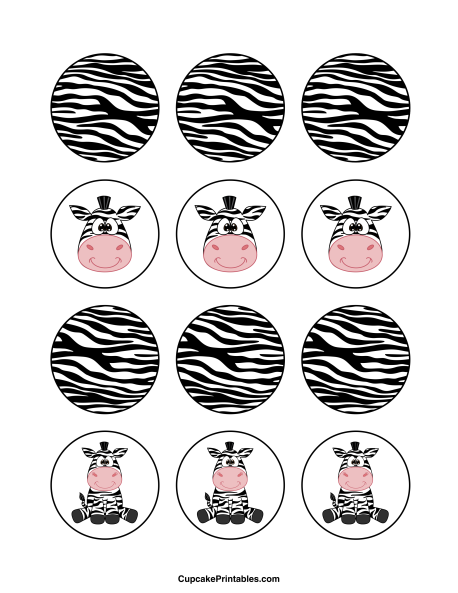 Zebra Cupcake Toppers